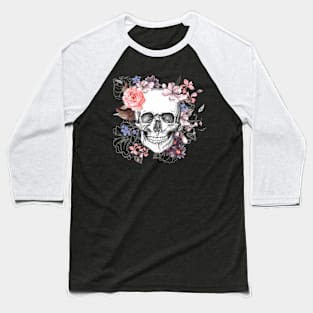 skull rose flower Baseball T-Shirt